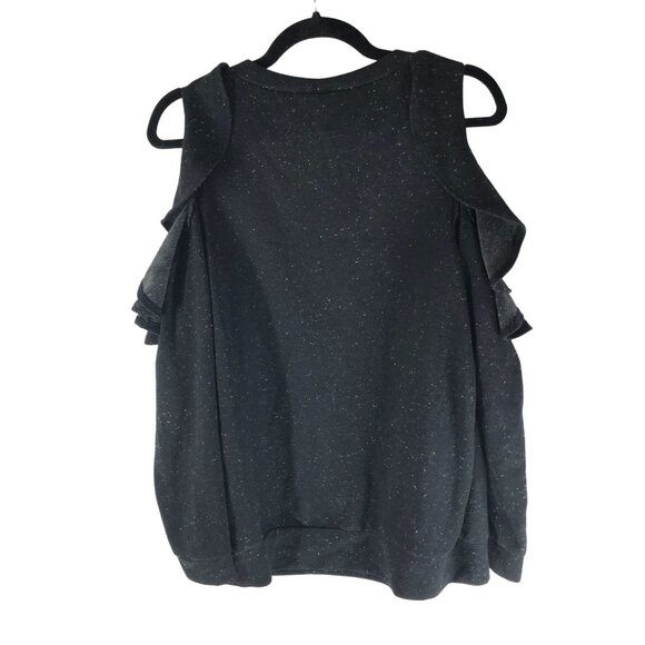 Isabel Maternity By Ingrid & Isabel Cold Shoulder Sweatshirt Ruffle Size M - Picture 2 of 5